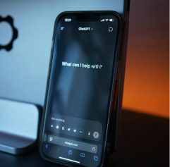 a cell phone with an IA app on it