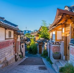 street in Korea as sun is going down