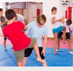 youth participating in a self defense class