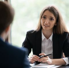 teen girl being interviewed